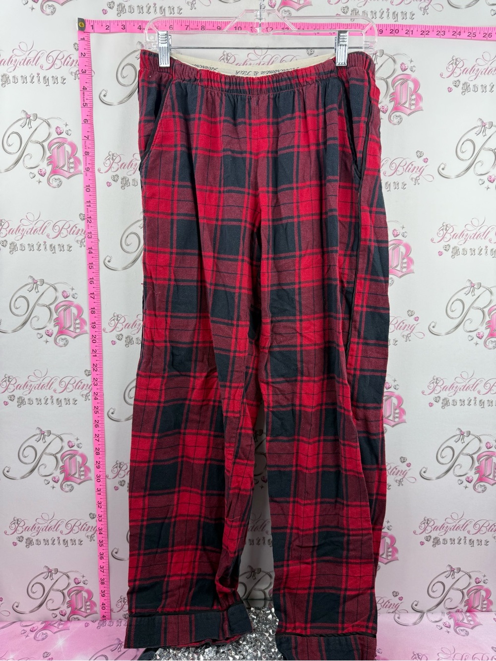 Abercrombie & Fitch Red and Black Plaid Pajama Pants